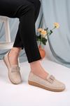 Orthopedic Sole Beige Shoes with Stone