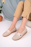 Orthopedic Sole V Buckle Cream Shoes