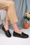 Padded Sole V Buckle Black Crocodile Shoes