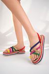Dolgu Taban Halatlı Renkli Kadın Ayakkabı