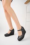 Padded Sole Ankle Buckle Black IRM Skin Shoes