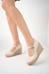 Padded Sole Ankle Buckle Cream IRM Skin Shoes