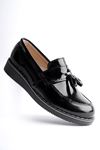 Tasseled Orthopedic Thermo Sole Black Patent Leather Boys' Shoes